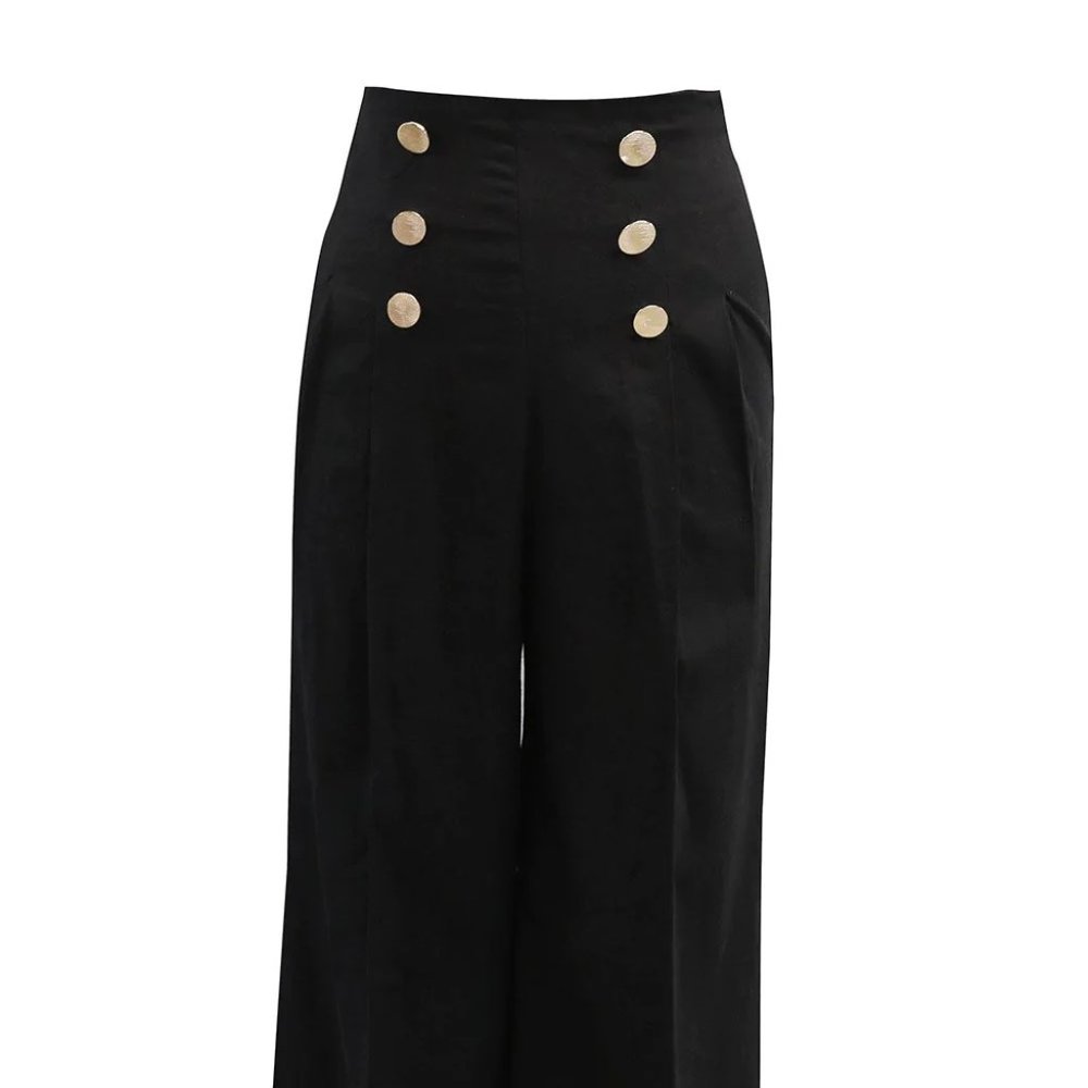 Storets Reyna Linen Blend Gold Button Pants S/M